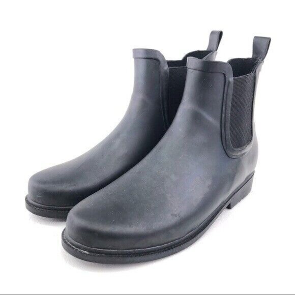 J.Crew Black Rubber Chelsea Rain Ankle Boots 8 - Picture 3 of 11